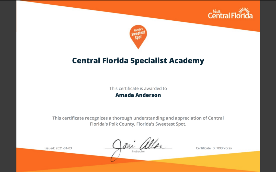 Certified Central Florida Specialist!