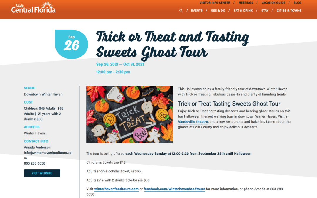 VISIT CENTRAL FLORIDA AND TRICK OR TREAT AND TASTE SOME SWEETS