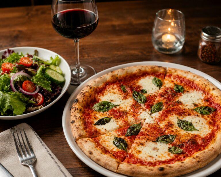 treasured olive pizza wine 768x615